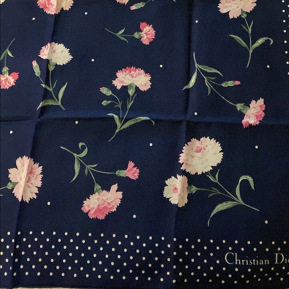 AUTHENTIC CHRISTIAN DIOR FLORAL SILK SCARF - Picture 2 of 6